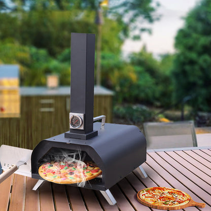 Pizza oven with thermometer
